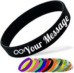 Custom Silicone Wristbands Bulk 1/5/25/50/100 ct Personalized Rubber Bracelet Customizable Silicone Bracelets for Events Support Fundraisers Awareness,Kids Men Women,7.48",Black