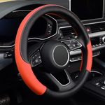 Labbyway Universal 15-inch-Car Microfiber Leather Auto Steering Wheel Cover,Anti-Slip,Odorless,Four Seasons Universal(Red)