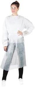 Bericah,Camice Monouso da Visitatore in TNT con Elastici ai Polsi, Taglia Unica, Colore Bianco, 10 pezzi