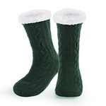 WYTartist Mens Slipper Socks with Grips Super Soft Warm Cozy Fuzzy Fleece-lined Winter Socks Home Socks (Twist Green)