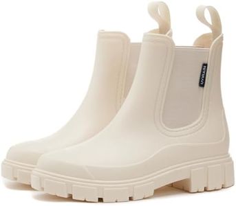 WOWSTICK Women’s Ankle Rain Boots Waterproof Lightweight Slip Resistant Fashion Garden Booties, 312 White 39
