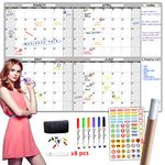 CLEVER CLEAN Large Dry Erase Wall Calendar - 36" x 52" Undated 4-Month Calendar for Home, Office, School - Reusable Jumbo Laminated Task Organizer