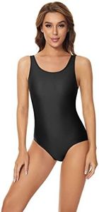 speerise Women Neon Plus Size Tummy Control Swimsuit Bodysuit, One Piece Sleeveless Leotard for Swim Gymnastics Dance Ballet, Black, XX-Large