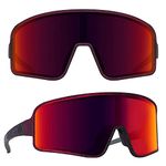 MAXJULI Polarized Sunglasses for Men Women, Windproof Outdoor Sports Cycling Running UV400 Protection Sun Glasses (Purple With Black Splatter/Red Lens)