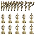 Plantex Heavy Duty Aluminium Diamond Curtain Holder/Curtain Rod Holder/Curtain Brackets with Support 1 Inch Rod Pocket Finials (Brass Antique - 5 Pair)