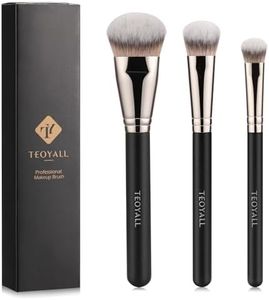 TEOYALL Flat Angled Brushes, Flawless Foundation Brush Under Eye Concealer Brush Bronzer Brush with Liquid Cream Powder