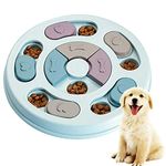 Interactive Dog Food Puzzle Toy Treat Dispensing Dogs Slow Feeder Increase Iq Pet Training Games Supplies Smart Toys Improve Bite Resistant Anti Slip Suitable Young Pets Eating Bowl Prevent Too Fast (Blue)