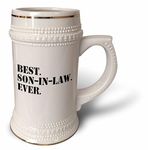 3dRose Best Son in Law Ever-Fun Inlaw Family and Relative Gifts-Stein Mug, 18oz (STN_151541_1), 22oz, White