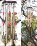 Wind Chimes for Home, Metal Wind Chimes, Wind Chimes for Balcony with 4 Pipes for Positive Energy, Windchimes for Home Decor, Good Luck Wind Chime for Home/Balcony (Golden,Pipe & Hanging Bells)