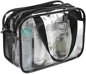 Auseibeely Clear Cosmetics Bag Toiletry Bag, Large Clear Travel Bag for Toiletries, Waterproof & Draining Transparent Makeup Bag Tote Bag, Carry On Airport Airline Compliant Bag for Men Women, clear,