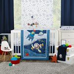 Disney Toy Story Outta This World Blue and Gray 3 Piece Nursery Crib Bedding Set - Comforter, Fitted Crib Sheet, and Crib Skirt, Navy (4763276P)