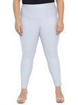 AMYDUS Plus Size Women Tummy Tucker Jeggings | High-Waist | Stretchable | Skinny Fit | Wide Waistband | Cloud Soft Fabric | Tummy Shaper Pants for Women - L to 9 XL Ice Blue