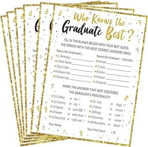 90shine 60Ct Who Knows Graduate Best Graduation Game Cards 2024 2025 - Grad Party Supplies Decorations