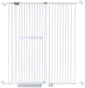 riin Extra Tall 150cm Pet Security Gate Metal Safety Guard Tension Pressure Mounted for Dog Cat Kitten Adjustable Width Range 118.5-124.5cm Largest Gap Between Bars 42mm Model A4