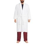 Lands' End Men's Turkish Terry Cloth Robe Calf Length with Pockets, White, Large