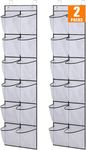 MISSLO Over The Door Shoe Rack Organiser 12 Large Mesh Pockets Hanging Shoe Storage for Narrow Closet, Bedroom, Bathroom Organizer Tidy with Hanger, 2 Packs