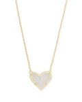 Kendra Scott Ari Heart Adjustable Length Pendant Necklace for Women, Fashion Jewelry, Brass,Stone,Metal