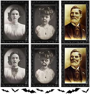 KUUQA Lot de 3 décorations de portrait d'horreur d'Halloween 3D Changement de visage Cadre photo effrayant Décoration murale hantée pour la maison, Décoration de fête d'Halloween