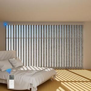 Blindify Motorized Vertical Blinds, Blackout Sliding Door Shades Vertical Shades Remote Control Customize, Light Grey