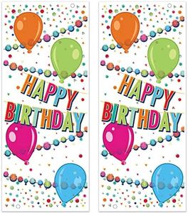 Beistle 2 Piece Colorful Plastic Happy Birthday Door Covers Decorations for Bday, Indoor/Outdoor Use, 6' x 30", Multicolor