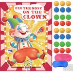 Circus Carnival Party Games Pin the Noses on the Clown Kids Party Games Girls Boys Circus Party Game Kids Birthday Games Child Circus Activity with Blindfolds Clown Themed Party Game Carnival Supply