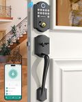 Smart WiFi Door Lock Set: HEANTLE Keyless Entry Front Door Lock Fingerprint Electronic Digital Keypad Deadbolt with Handles Set App Remote Control Alexa Voice Auto Lock