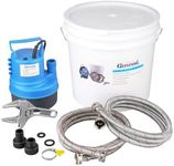 Goseoil Tankless Water Heater Flushing Kit Includes 1/2HP Submersible Utility Water Pump,Two 3/4"GHT x 6' Stainless Steel Color Coded Hoses and 3.5Gallon Pail