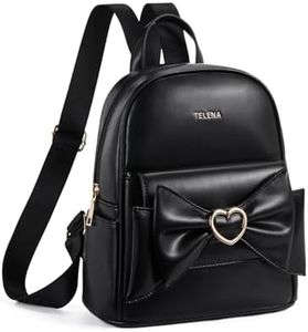 Telena Mini Backpack for Girls Womens Cute Bowknot Small Purse Leather Bookbag, Black