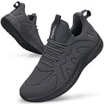 Feethit Non Slip Shoes for Men Lightweight Breathable Slip on Walking Running Tennis Shoes Casual Comfortable Sneakers Drak Gray 7.5