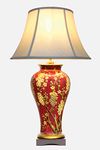 DOWNTON INTERIORS UK's Largest Range of Porcelain Lamps - Large Oriental Ceramic Table Lamp (M9065S) with Silver Shade – Chinese Mandarin Style