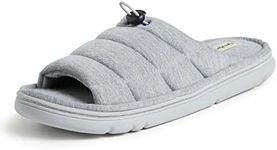 Dearfoams Men's Adrian Quilted Memory Foam Sweatshirt Slide Slipper, Light Heather Grey, Large UK