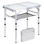 Sportneer Small Folding Table 2ft, 3 Adjustable Height Folding Camping Table with Mesh Layer Portable Folding Camping Tables for Picnic Beach BBQ