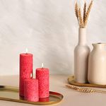 PROSPERRO LUMO by Parkash Candles Set of 3 Fragrance Pillar Candles Marble Finish (Rose Fragrance) | 100% Paraffin Wax