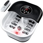 SPA4PIEDS Collapsible Foot Spa with Heat, Bubble,Temp Control - Foot Bath Massager with 8 Shiatsu Rollers, Pumice Stone & Timer, Portable Soaking Tub - Gifts Ideas