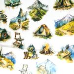 30pcs PET Transparent Outdoor Camping Mountain Hiking Stickers Decals Bulk Waterproof for Water Bottle Scrapbooking Cars Mailboxes Vehicles Walls Wood Trucks Resin Journaling Crafts