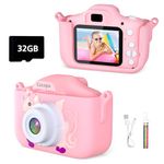 Cocopa Kids Camera Digital Camera for 3-12 Years Old Girls,1080P HD Video Camera for Kids with 32GB SD Card/2 Inch IPS Screen, Birthday Christmas Toy Gifts for 3 4 5 6 7 8 Year Old Girls (Light Pink)