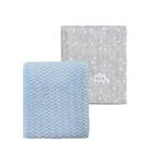 CREVENT 2Pcs 75cmX100cm Cute Cozy Fluffy Warm Baby Blankets for Infants Toddlers' Bedding Crib Cot Stroller - Grey Cloud + Wave Blue