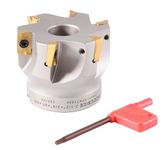 Accusize Industrial Tools 2-1/2" x 3/4" 90 Deg Square Shoulder Indexable Face Mill with APKT1604 Carbide Inserts Installed, Nickel Plated Body, 4508-0016