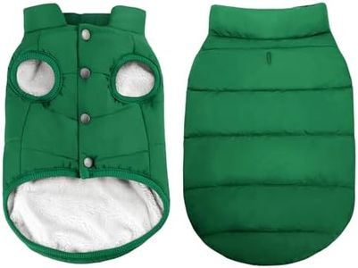 ASENKU Windproof Dog Winter Coat Waterproof Dog Jacket Warm Dog Vest Cold Weather Pet Apparel with 2 Layers Fleece Lined for Small Medium Large Dogs (M: Chest 19.69", Length 13.78", Green)