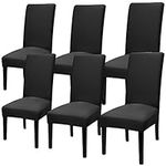 Fuloon 4 6 Pack Super Fit Stretch Removable Washable Short Dining Chair Protector Cover Seat Slipcover for Hotel Dining Room Ceremony Banquet Wedding Party (6, Black)