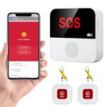 OOCOME Wireless Caregiver Seniors Pager Alarm, Personal Alarms for Elderly, SOS Elderly Alarm Call Button, Home Life Alert Wifi Smart Alarm System with Receiver and 2 Call Bell Button