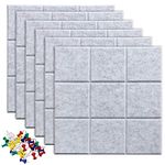 Uoisaiko Large Felt Board Tiles with 30 Pins, 30x30cm Pack of 6 Bulletin Board Notice Boards for Home Office Kitchen, Self Adhesive Pin Board Wall Tiles for Photos Memos