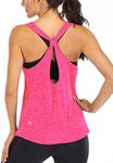 ICTIVE Workout Tank Tops for Women Yoga Tops for Women Loose fit Backless Muscle Tank Racerback Tank Tops Summer Gym Tops for Women Running Tank Tops Workout Tops for Women Rose L