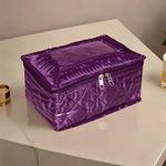 Kuber Industries Makeup Storage Bag | Vanity Organizer | Locker Makeup Kit | Cosmetic Organizer for Travel | Makeup Kit for Woman | 12 Detachable Pouch | Frill Jewellery Organizer | Purple