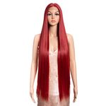 Style Icon Lace Front Wigs 38 inches Super Long Straight Wigs Synthetic Wig 6 inches Deeper Middle Part Wig with Baby Hair 150% Density (38 Inch, M.RED)