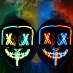 2 Pack Halloween Purging Masks Halloween Scary X-Eye Masks Led Light Up Masks for Holiday Cosplay