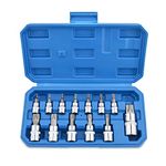 Gunpla 13 Pieces Torx Bit Socket Set T8 – T70 Chrome Vanadium Steel 1/4”, 3/8” and 1/2” Drive Heavy Duty Star Sockets Tools