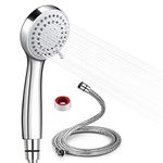 Shower Head Powerful Flow with 1.5m Chrome Shower Hose Pressure Boosting Shower Head Spray with 3 Modes Water Saving Bathing for Adults Children Pets Home and Gym Use