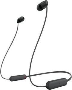 Sony WI-C100 Wireless in-Ear Bluetooth Headphones with 25 Hours Battery Life, Clear Sound, Lightweight Design, IPX4 Water Resistance, Hands-Free Calling, Compatible with Android & iOS – Black