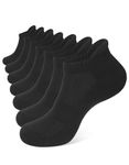 CLOSEMATE Ankle Athletic Running Socks for Men Women Cushioned 7 Pairs Comfortable Cotton Sport Low Cut Anti-Blister Socks(7 Black, Size M)